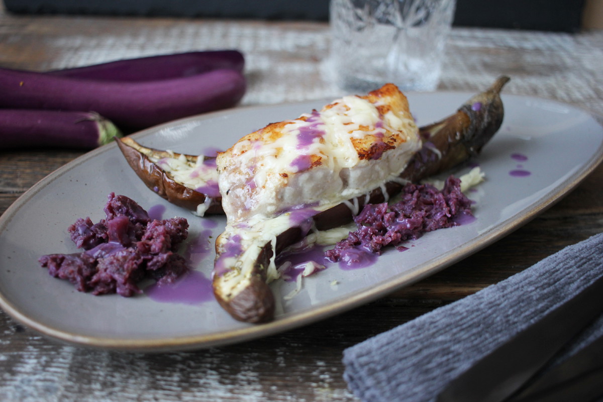 Rotbarsch auf überbackener Aubergine 2