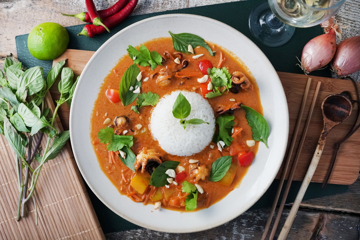 Oktopus-Tomaten-Curry