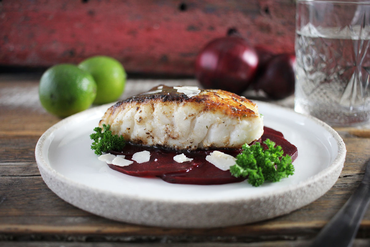 Skrei auf Rote Bete Carpaccio 2