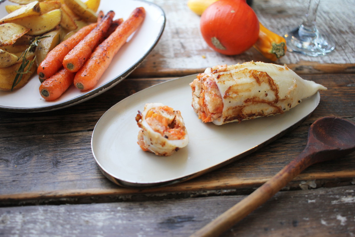 Gefüllte Tintenfischtuben mit Gemüsefüllung vom Grill Rezept 2