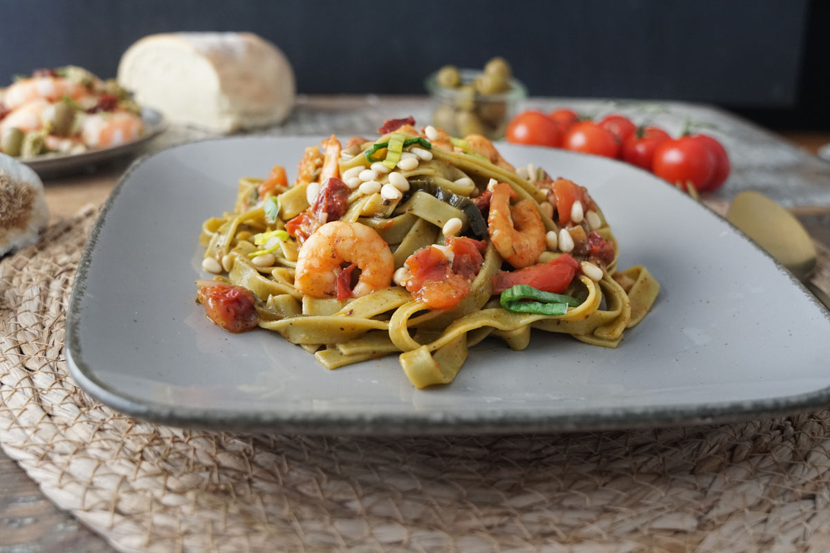 Mediterrane Garnelenpasta