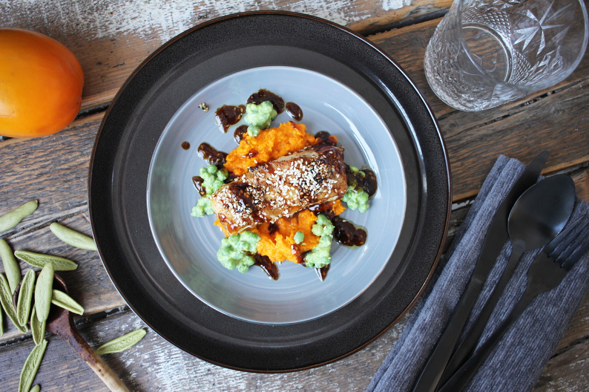 Rezept Sesam Rotbarsch mit Kürbispüree