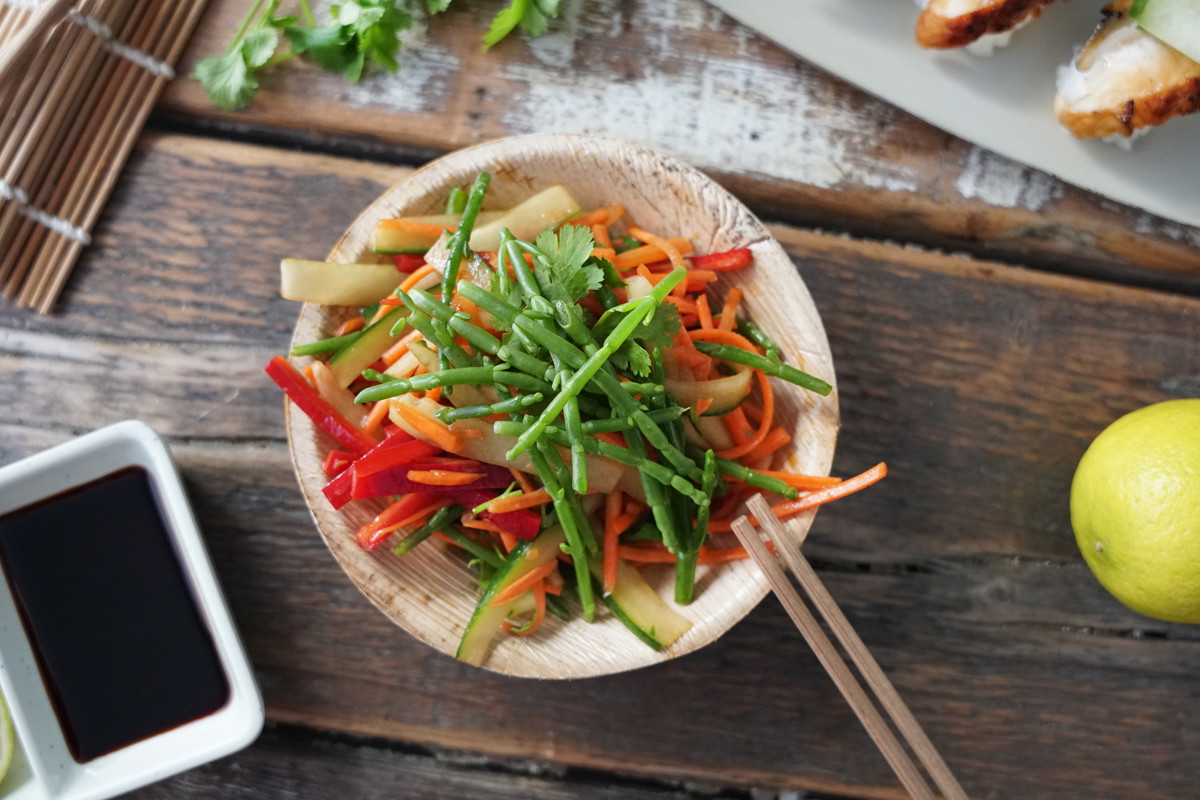 Asia Salat mit Salicorne und Sesamdressing